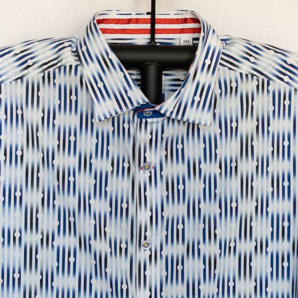 Robert Graham Mens Smart Casual Shirt, White & Blue, Contrast Cuffs, Size 2XL - Picture 6 of 13